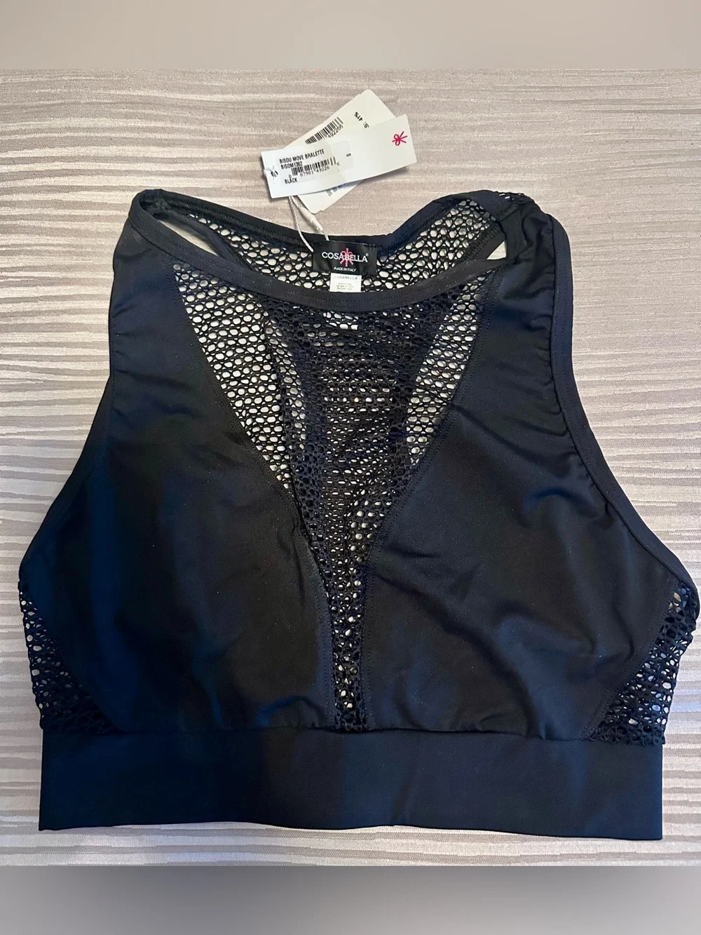 BNWT Cosabella Black Fishnet Mesh Bisou Bisou Move Bralette, Small, $74!